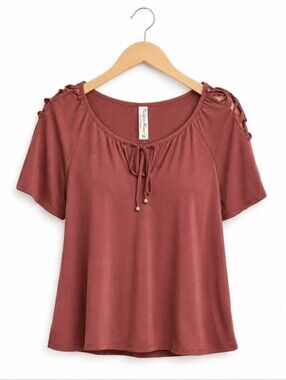 Per Seption Pink Pastel Cold Shoulder Plus Sz Top 2X